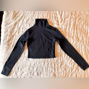 Black Turtleneck Long Sleeve Crop Top